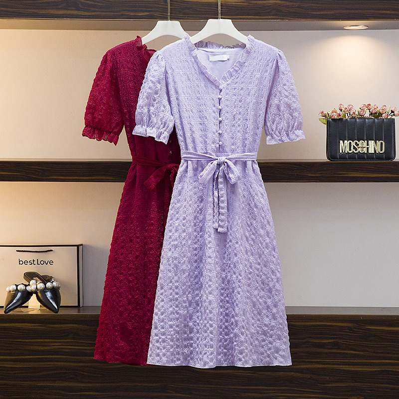 เดรสแขนสั้น มีไซส์ L-4XLอก 38-47 นิ้ว ใส่ได้ทั้งสาวหุ่นดีน่ารักจนถึงสาวอวบพลัสไซส์