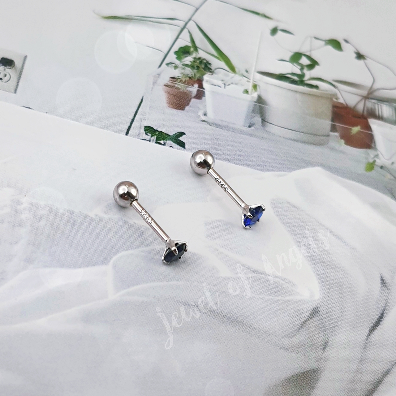 ต่างหูเงินแท้ S925 รุ่น Ice ต่างหูก้านเสียบ จิวกลม เพชรCZ แป้นหลังบอลกลม สีขาวใส สีดำ สีฟ้า เงินแท้ทั้งชิ้น ตุ้มหูมินิมอล Silver925