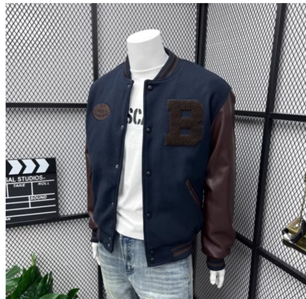 เสื้อแจ็คเก็ต ผู้ชาย ผ้า cotton ผสมหนัง แบบหรูหรา เสื้อ jacket ไฮเอ็นด์ ใส่สวย แบบวัยรุ่น ผู้ดี เท่ ๆ 844964