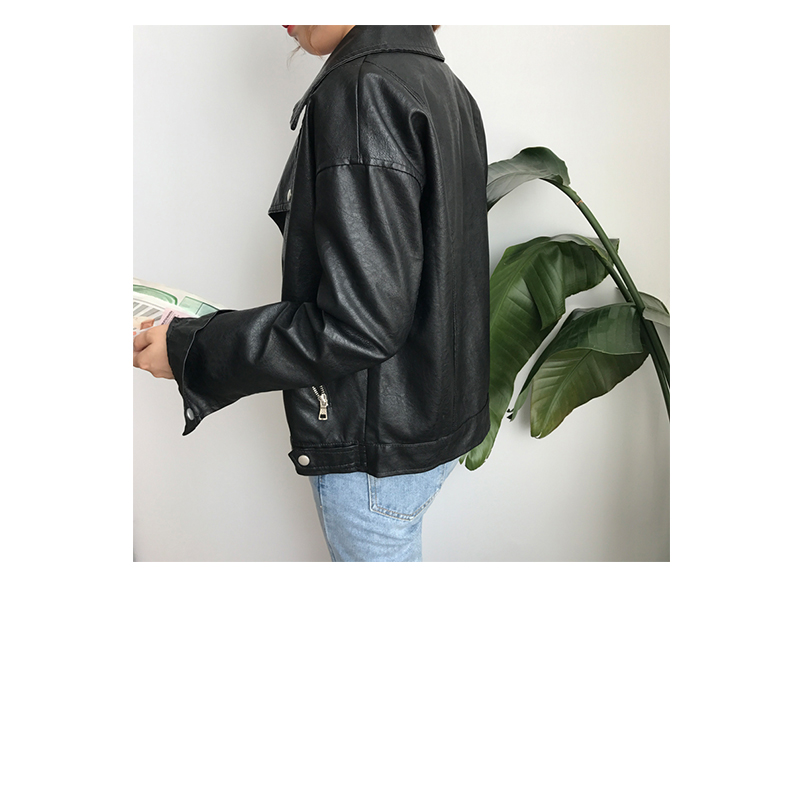 แจ็คเก็ตหนัง ทรงสวย งานคุณภาพดี เก๋ไก๋ พร้อมส่งเลยจ้า black