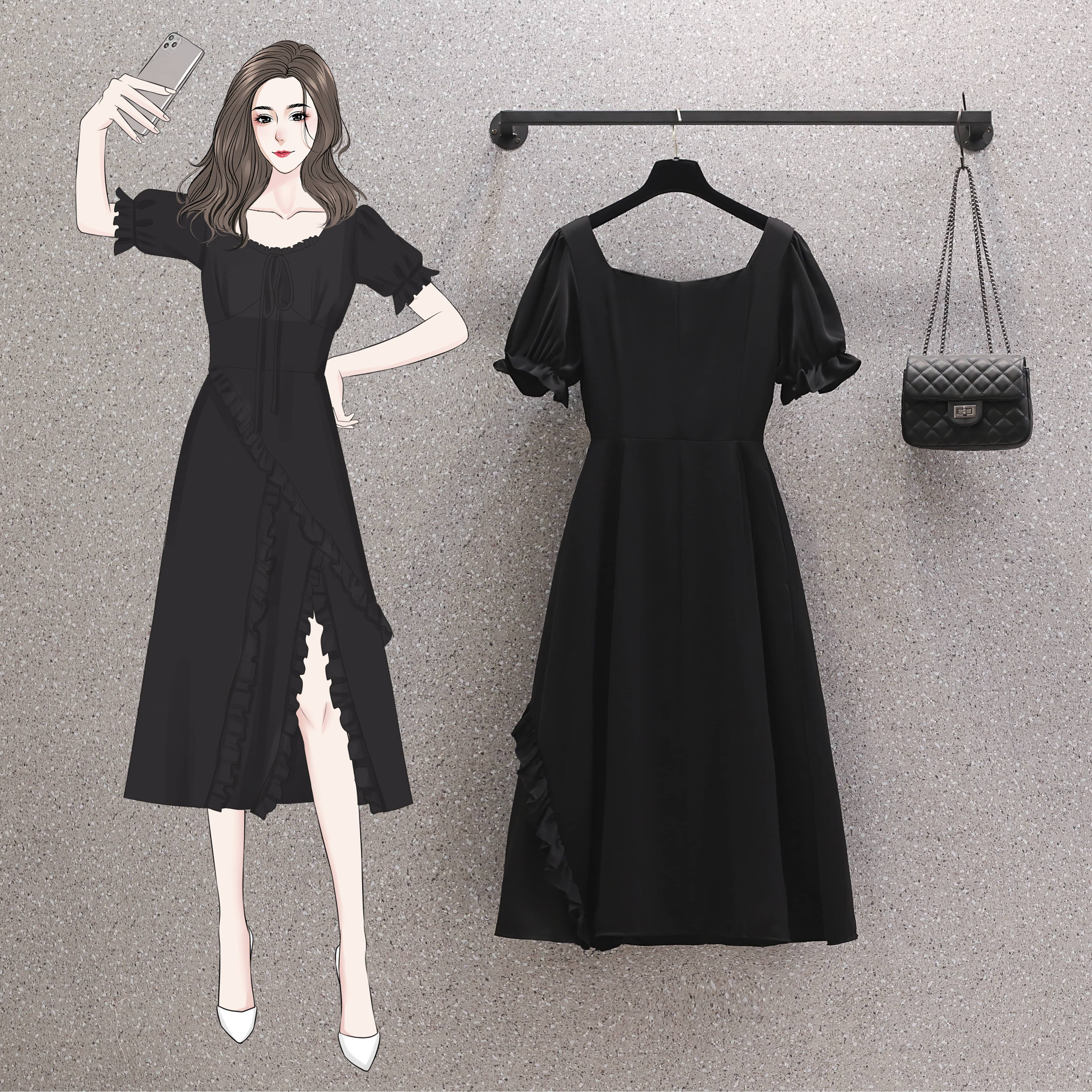 เดรสแขนสั้น มีไซส์ L-4XLอก 38-47 นิ้ว ใส่ได้ทั้งสาวหุ่นดีน่ารักจนถึงสาวอวบพลัสไซส์