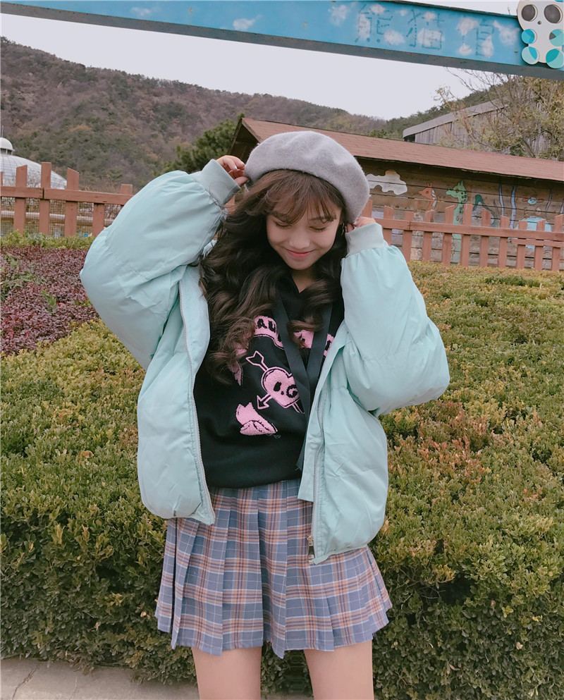 เสื้อกันหนาว ตัวสั้น สีฟ้าอมเขียว น่ารักมาๆ งานจริงตามแบบเลยจ้า