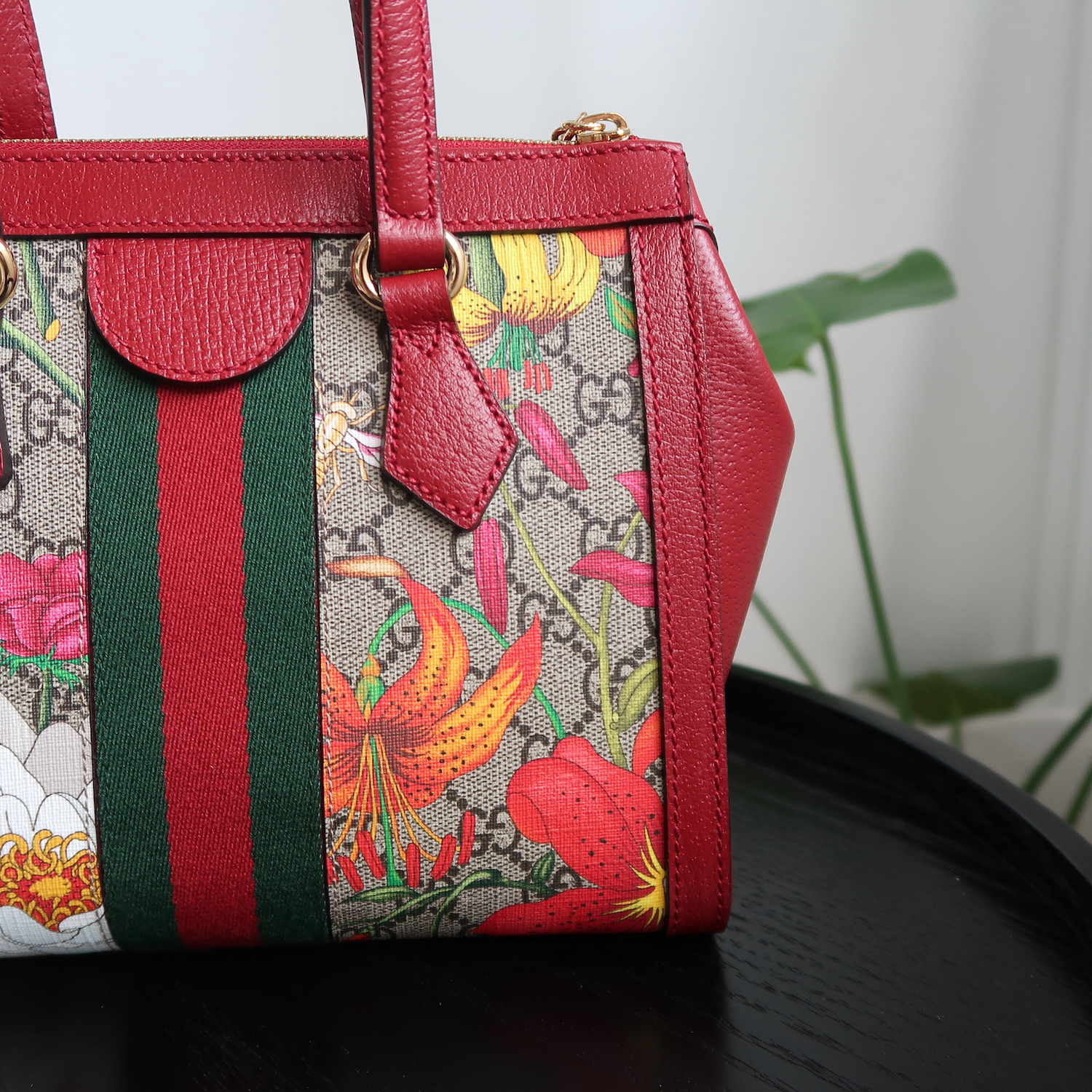 Gucci Red GG Flora Ophidia Small Tote