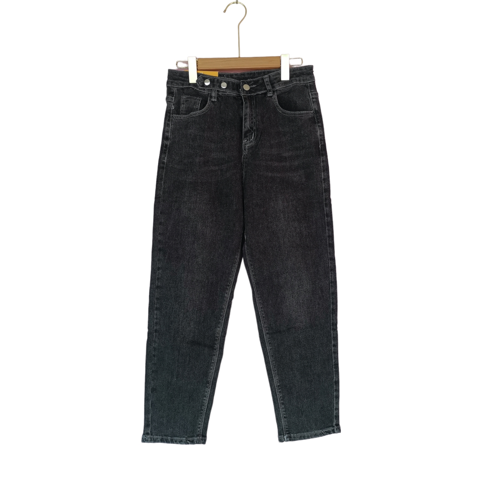 Jeans350 กางเกงยีนส์ขายาวเอวสูงสีดำ แฟชั่นนำเข้าเกรดพรีเมียม ผ้ายีนส์แท้ยีนส์ฟอกยืดนิ่มใส่สบาย ผ้านุ่มน่าใส่ทรงสวยงานดี แมทช์กับอะไรก็เข้า