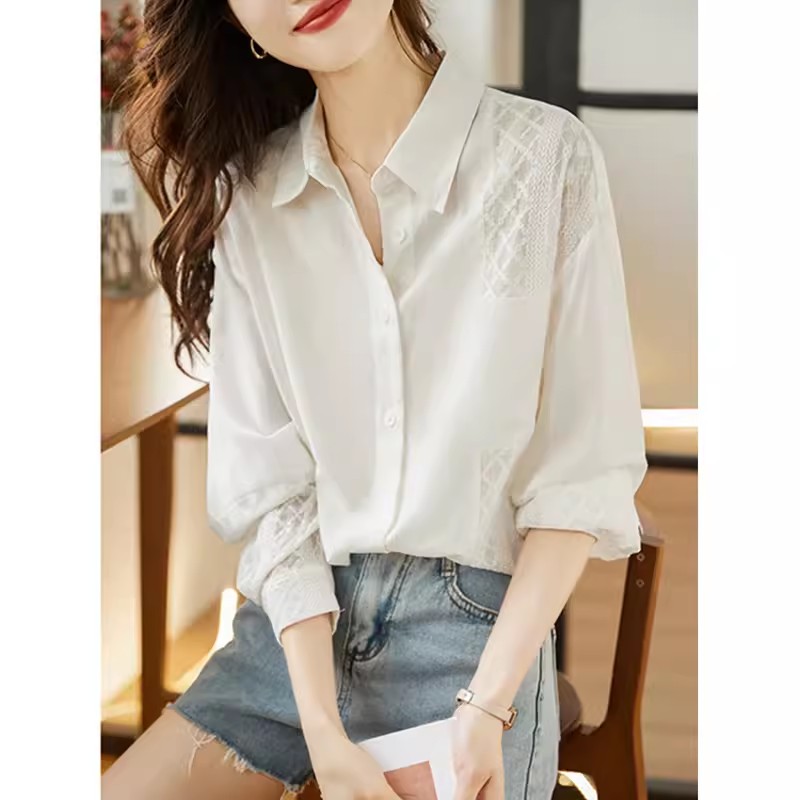 เสื้อเชิ้ตผู้หญิงแขนยาว เสื้อเชิ้ตผู้หญิงใส่ทํางาน 390 บาทต่อชิ้น ฟรีค่าจัดส่ง