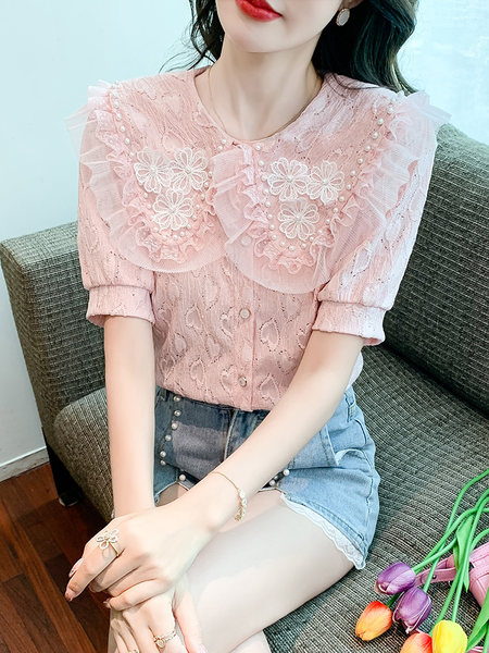 เสื้อลูกไม้ แขนสั้น