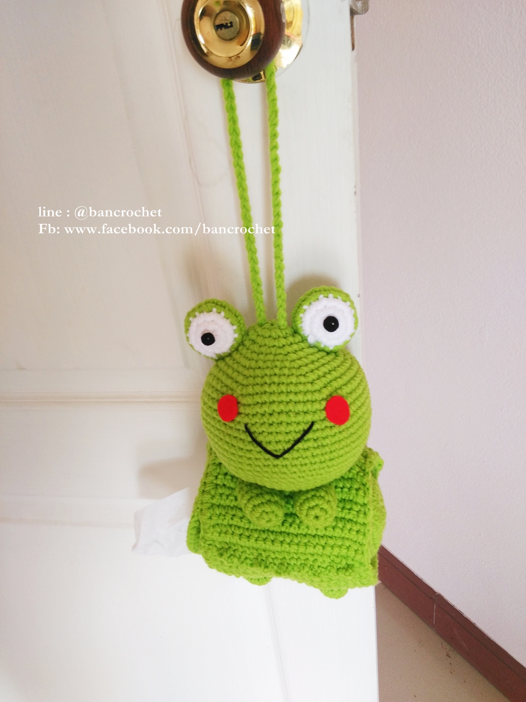 กล่องทิชชูถักเคโระ สำหรับทิชชูม้วน (keroro tissue box cover crochet for tissue roll)