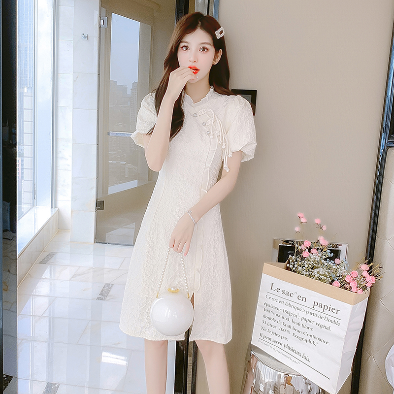 เดรสลูกไม้ เดรสชีฟองสวยๆ แขนสั้น By Meiyi women's clothing