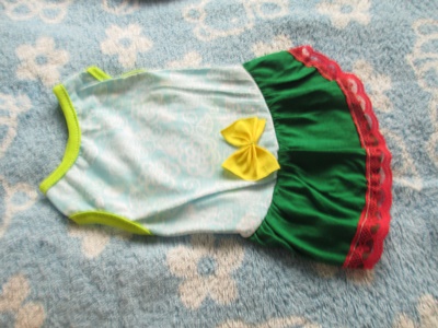 เสื้อน้องหมา-น้องแมวกระโปรงผ้ายืด คอ7" ยาว10" #444-015