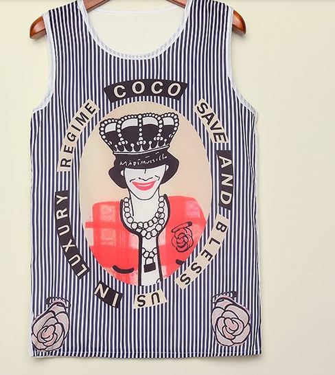 เสื้อแฟชั่นผู้หญิง แขนกุด ผ้าชีฟอง ลาย มงกุฏ no 53255_2