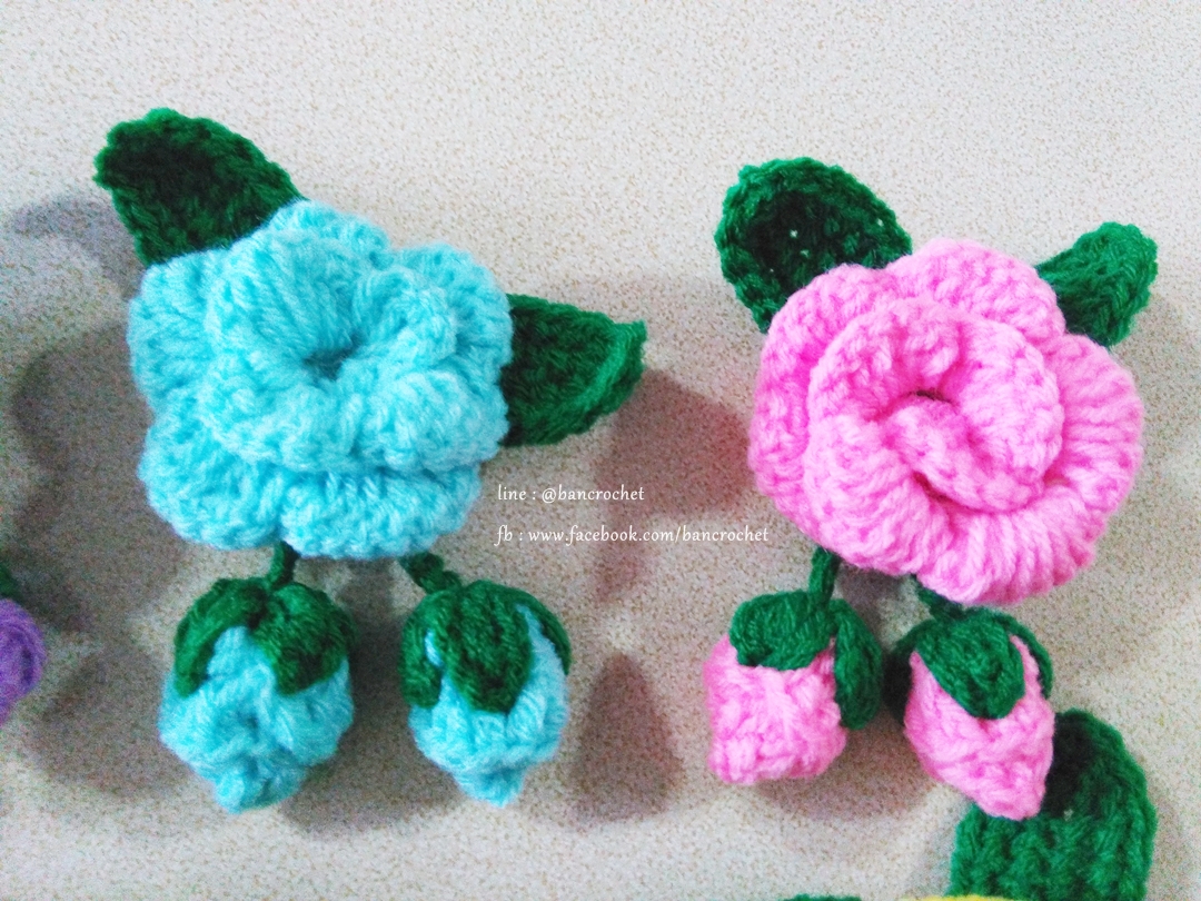 ดอกไม้ถัก สำหรับทำพวงกุญแจ ยางรัดผม หรือเข็มกลัด