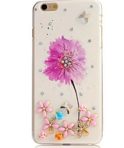 เคส iphone 6 Plus ขนาด 5.5 นิ้ว ติดคริสตัล ดอกไม้ สีชมพู เคส Diy แต่ง ดอกกุหลาบ ติดเพชร วิ้ง ๆ แสนสวย เคส Hand made สวยหรู 738696