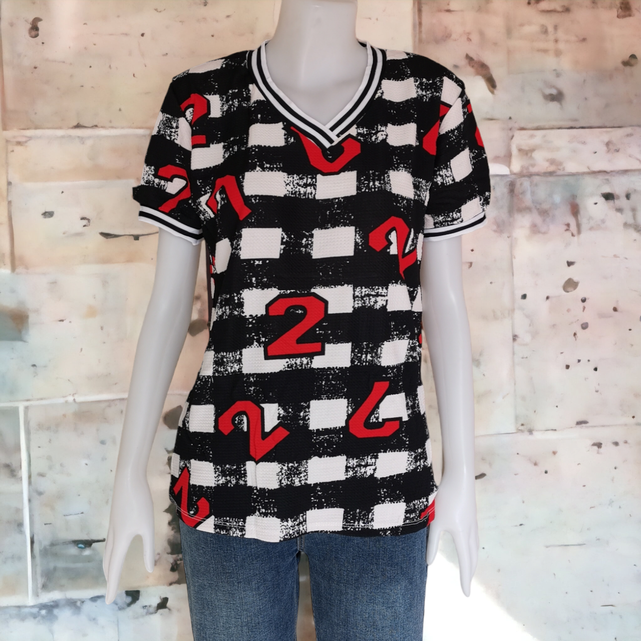 Blouse3244-3254 Big Size เสื้อแฟชั่นไซส์ใหญ่ คอวี แขนสั้น ผ้าวูลเวฟ(ผ้าหนังไก่)เนื้อดีนุ่มยืดหยุ่นสูงใส่สบาย มีหลายสีหลายลาย