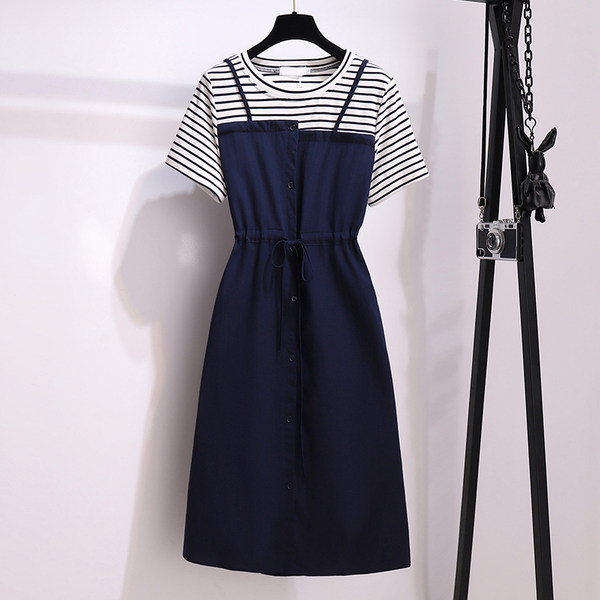เดรสคนอ้วน 2022 เดรสลายเอี๊ยม BY PLUS SIZE Girl