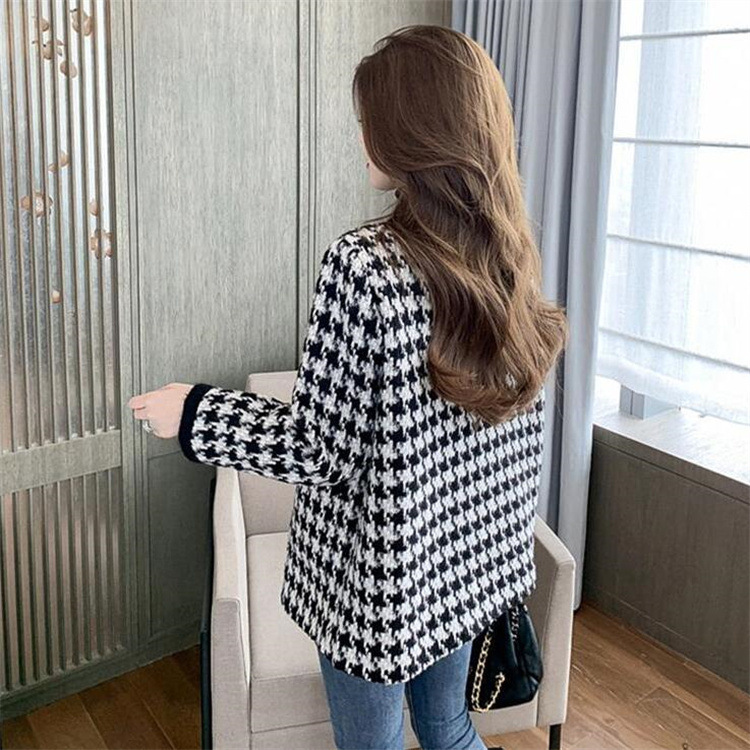เสื้อโค้ทกันหนาว Houndstooth Tweed Coat ลายชิโนริ ทรงสั้น สายเกาห้ามพลาด