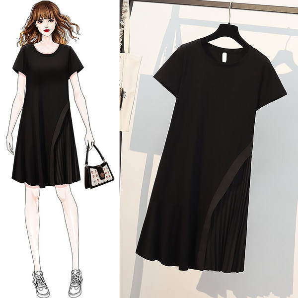 เดรสคนอ้วน เดรสสาวอวบ ชุดเดรสคนอ้วนวัยรุ่น สีดำ BY PLUS SIZE Girl