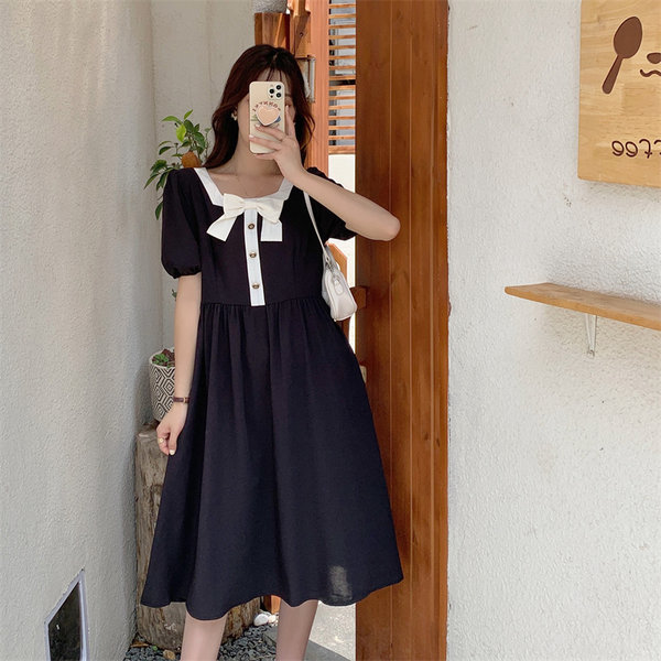 เดรสคนอ้วน เดรสสาวอวบ ชุดเดรสคนอ้วนวัยรุ่นแขนสั้น BY PLUS SIZE Girl