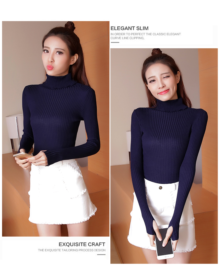 สีกรมท่า : เสื้อสเวตเตอร์ ไหมพรมคอเต่าพับได้ ผ้าร่อง ยืดได้เยอะ หุ้มถึงมือ พร้อมส่ง