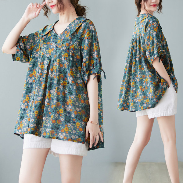 เสื้อลินินคนอ้วน เสื้อทีเชิ้ตคนอ้วนผู้หญิง เสื้อทีเชิ้ตตัวใหญ่ By Literary Plus size