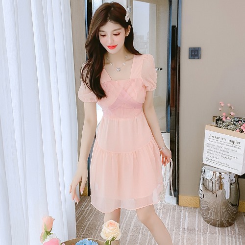 เดรสลูกไม้ เดรสชีฟองสวยๆ แขนสั้น By Meiyi women's clothing