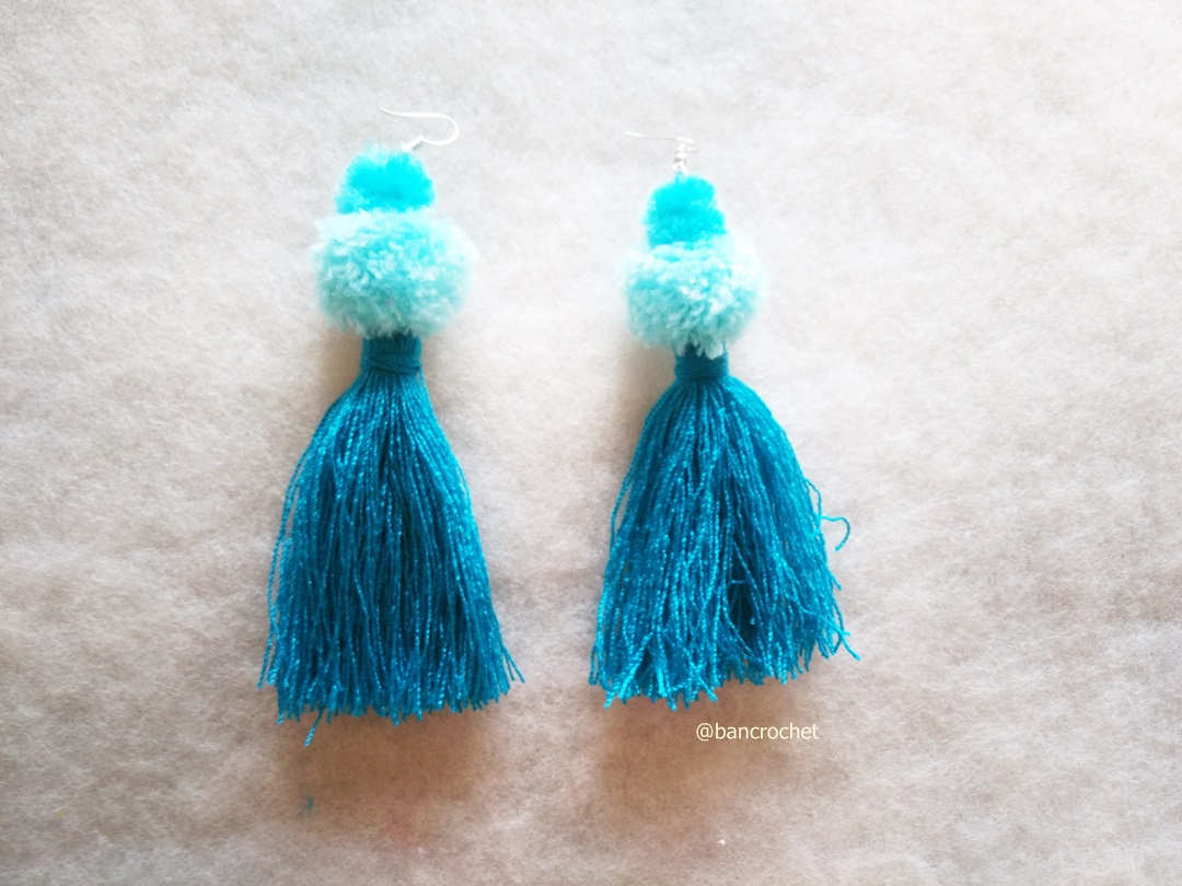 ต่างหูถักโครเชต์ crochet earrings หลากสี 5 นิ้ว