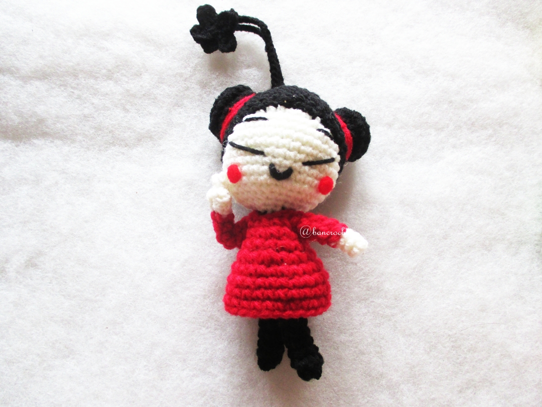 พวงกุญแจตุ๊กตาจีนถัก พวงกุญแจอาหมวยถักไหมพรม ขนาด 4 นิ้ว china doll crochet keychain 4 inch