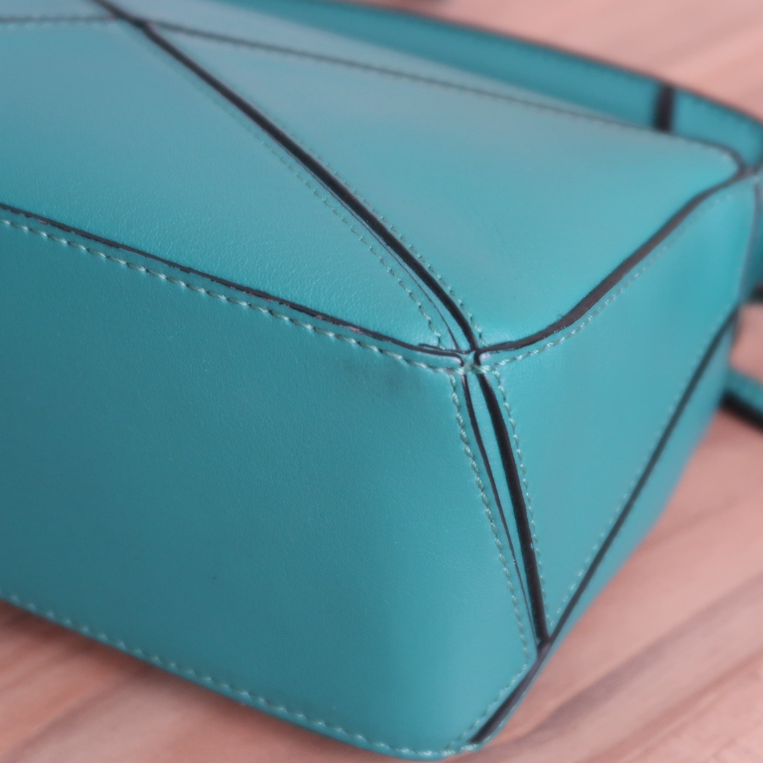 Loewe Emerald Green Calfskin Puzzle Mini SHW