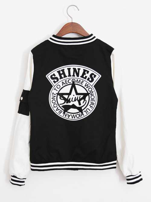 พร้อมส่ง - เสื้อคลุมกันหนาว เบสบอล สีดำ น่ารัก อินเทรนด์ สุดๆ black