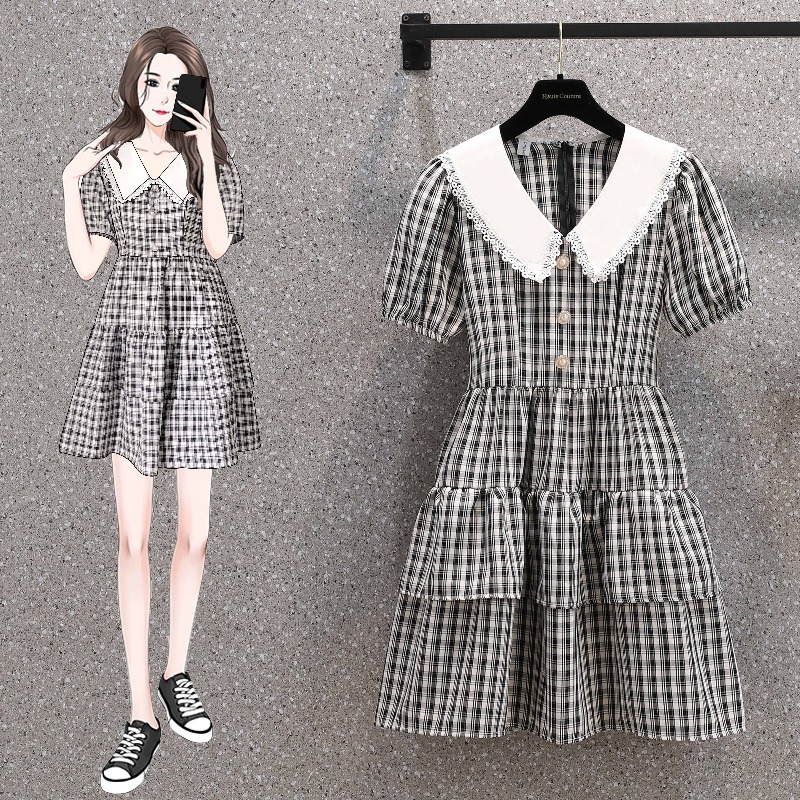 เดรสแขนสั้น มีไซส์ L-4XLอก 38-47 นิ้ว ใส่ได้ทั้งสาวหุ่นดีน่ารักจนถึงสาวอวบพลัสไซส์