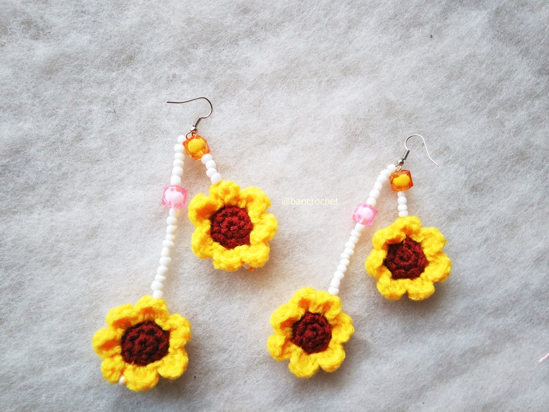 ต่างหูถักโครเชต์ crochet earrings หลากสี 5 นิ้ว