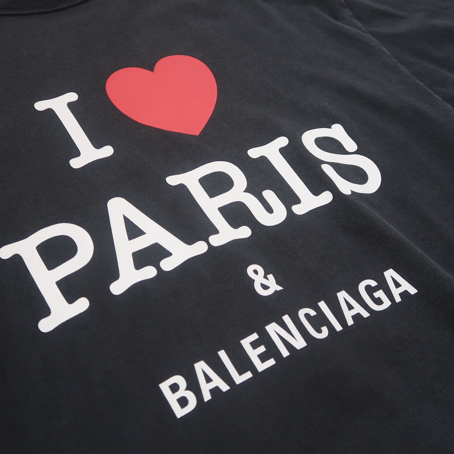 Balenciaga Black I Love Paris Logo T Shirt