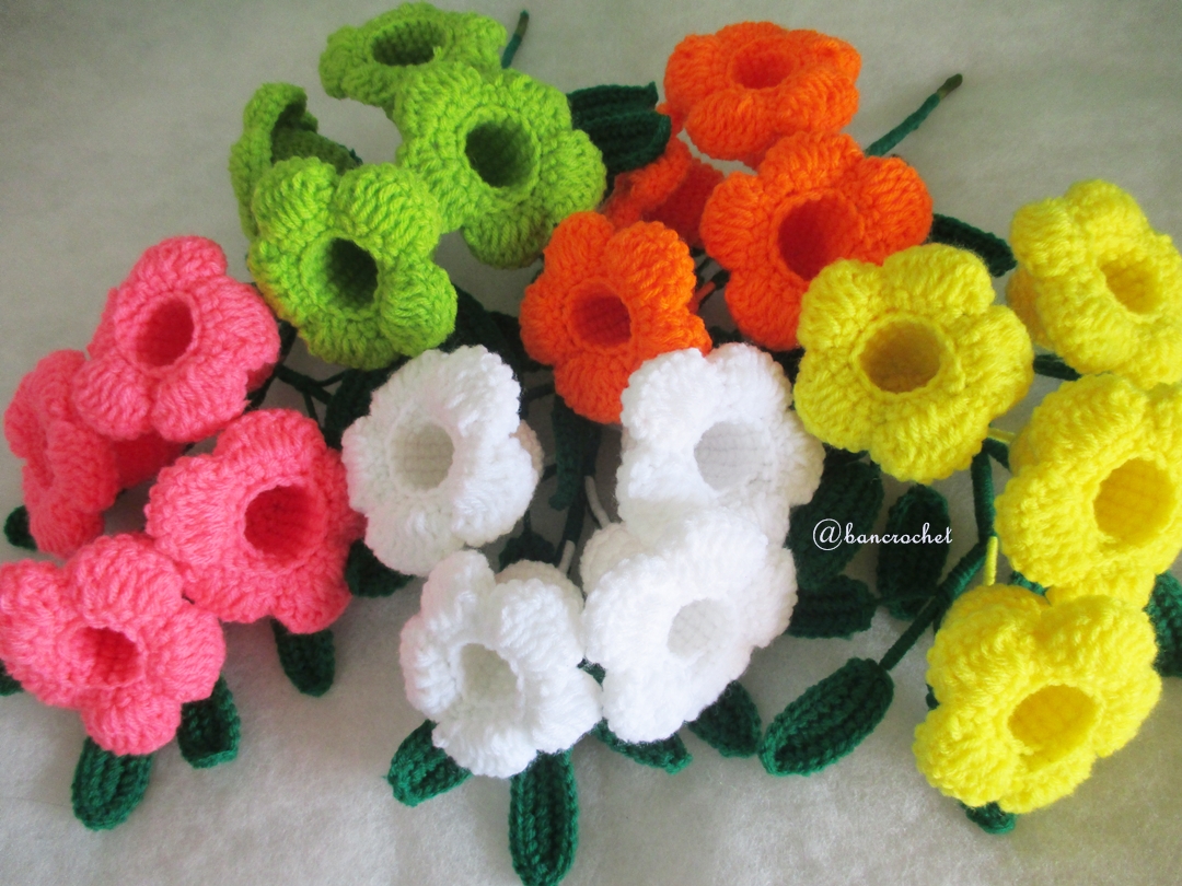 ดอกบานบุรีถักโครเชต์ คละสี