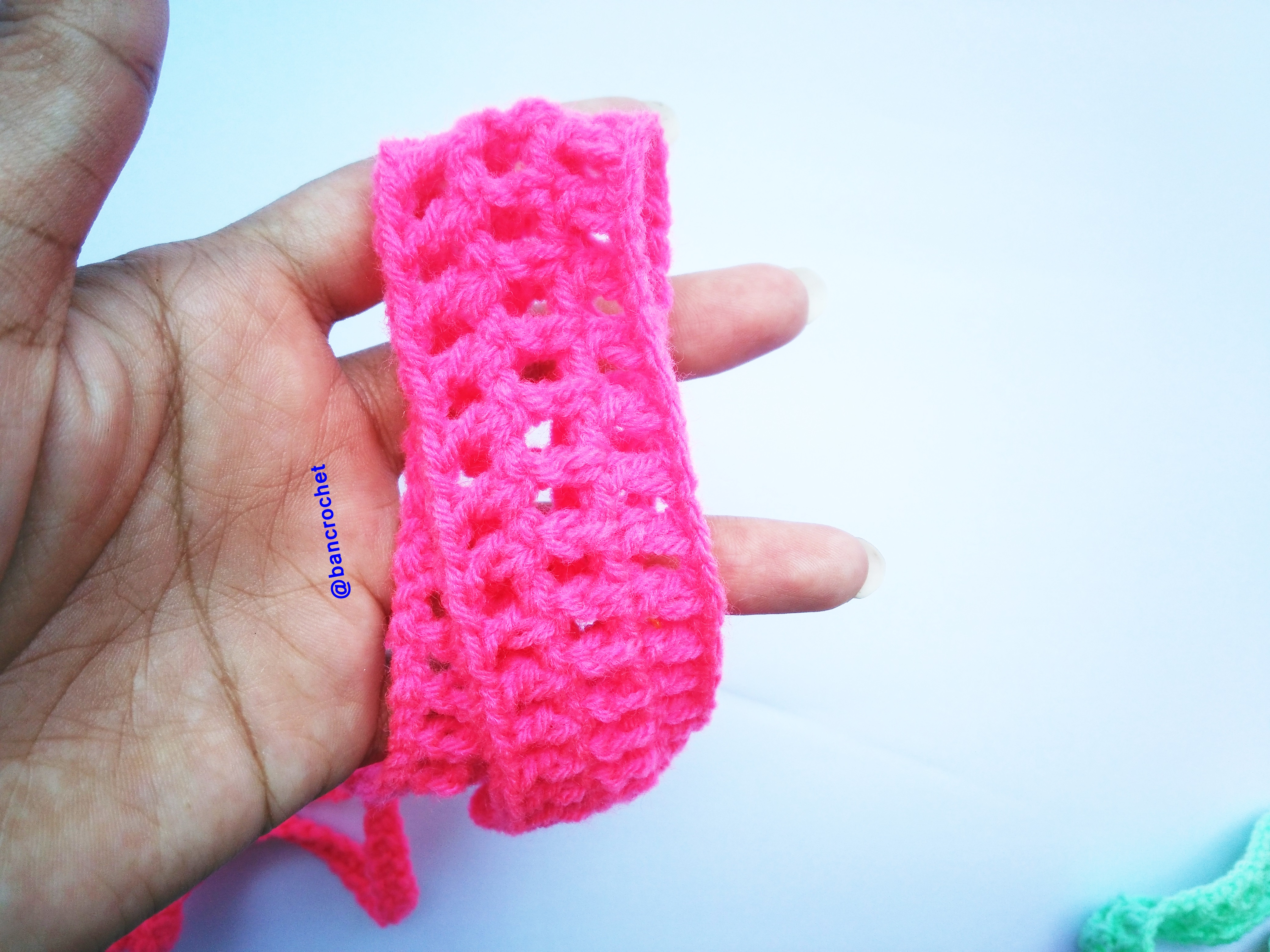 Bancrochet ที่คาดผมถักโครเชต์ crochet headband ชมพู 1-1.5*13 inch