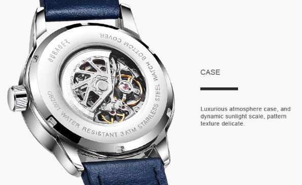 นาฬิกาข้อมือ โชว์กลไก Mechanical watch สายหนัง หน้าปัดด้านใน ดีไซน์ ลายเส้นถัก สาน งานดีไซน์ นาฬิกากลไก สปอร์ตสุดหรู 320432