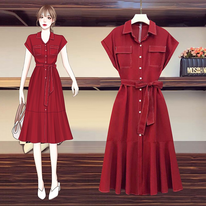 เดรสแขนสั้น มีไซส์ L-4XLอก 38-47 นิ้ว ใส่ได้ทั้งสาวหุ่นดีน่ารักจนถึงสาวอวบพลัสไซส์