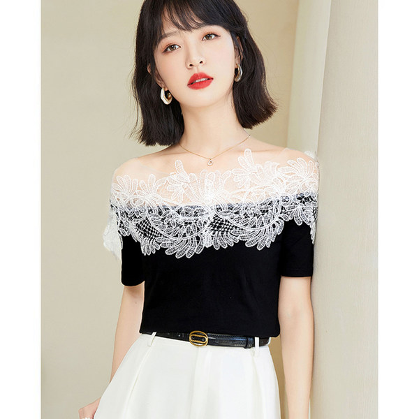 เสื้อลูกไม้ แขนสั้น