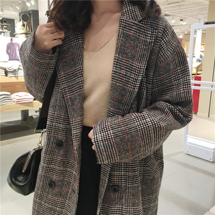 Korea Minimal Coat เสื้อคลุมกันหนาว ตัวยาว สไตล์เกาหลี ผ้าทอลายสก๊อต บุซับในกันลม