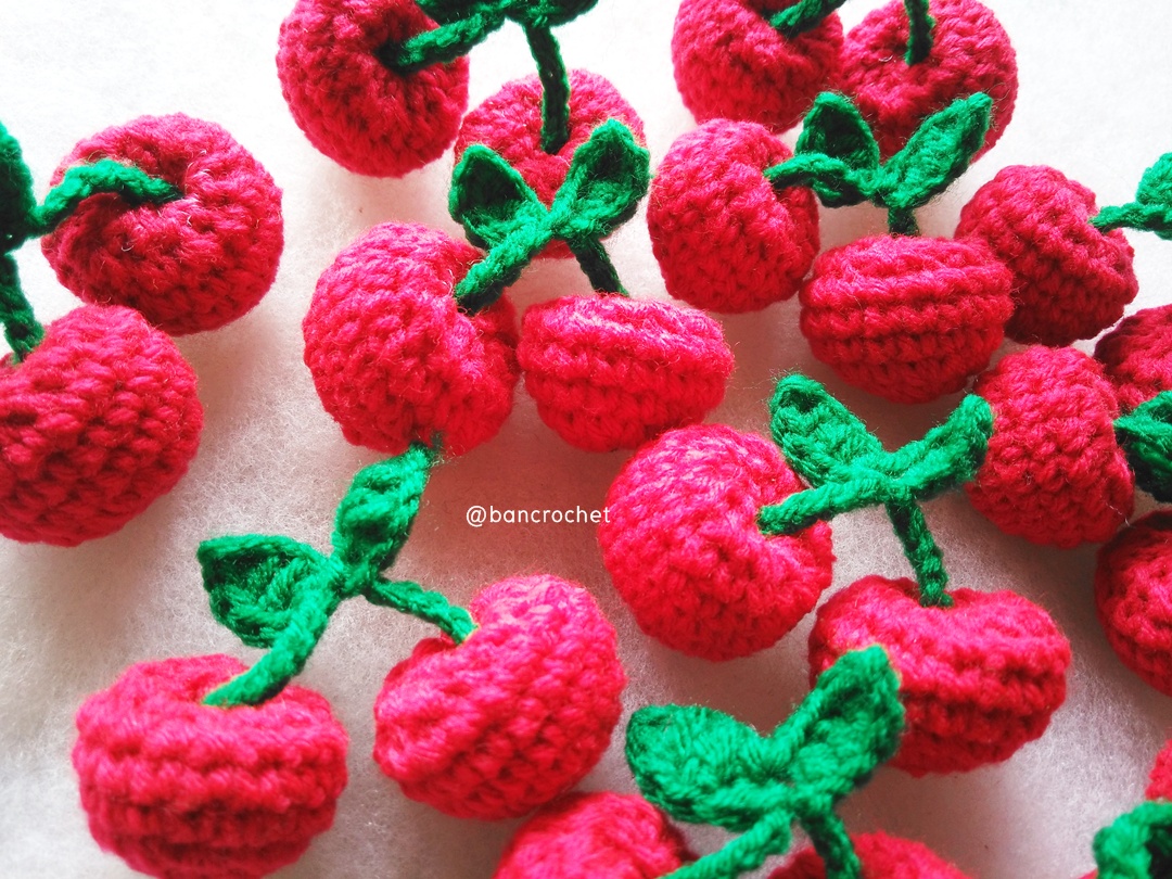 Bancrochet เชอรี่ถักโครเชต์ ขนาด 2 นิ้ว cherry crochet แดง (red) 2*2.5