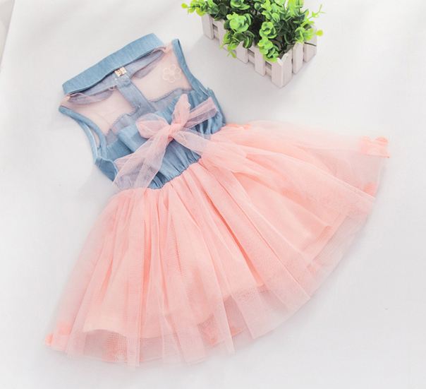 ชุดกระโปรงเด็กผู้หญิง อายุ 6 - 24 เดือน เดรสแขนกุด เดรสยีนส์ มีดีไซน์ น่ารัก กระโปรงบาน สีชมพู โอรส ติดดอกไม้ สไตล์ ลูกคุณหนู ลดราคา 748031_1