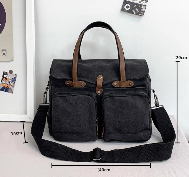 กระเป๋าสะพายผ้าแคนวาส ผู้ชาย แบบวัยรุ่น ดีไซน์เท่ มีสไตล์ มาพร้อมสายสะพาย และ หูหิ้ว ดีไซน์เก๋ 717836