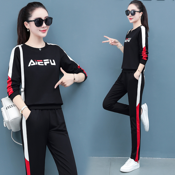 ชุดวอร์ม สูทเกาหลี Jumpsuit ชุดจั้มสูท ชุดเซท 2 ชิ้น ชุดกีฬาผู้หญิง ชุดออกกำลังกาย เสื้อกันหนาว ชุดวอร์มคู่