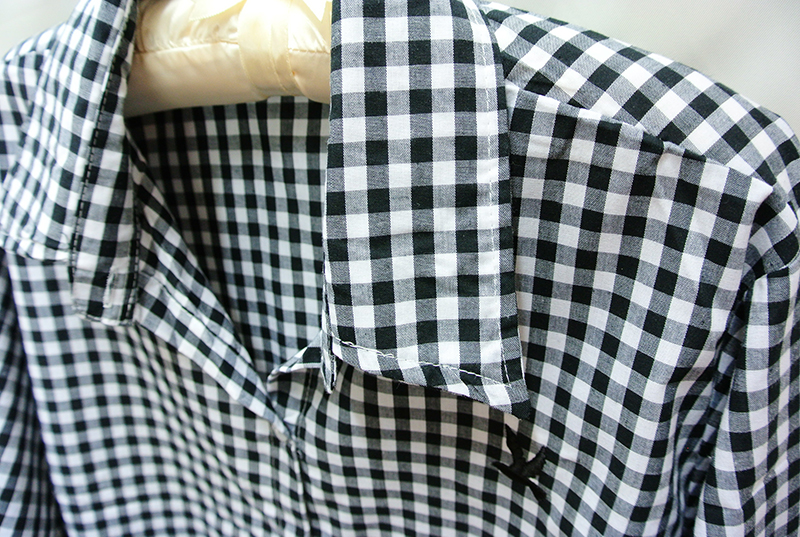 เสื้อผ้าแฟชั่น เสื้อเชิ้ตผู้หญิงลายสก๊อต ตารางเล็ก