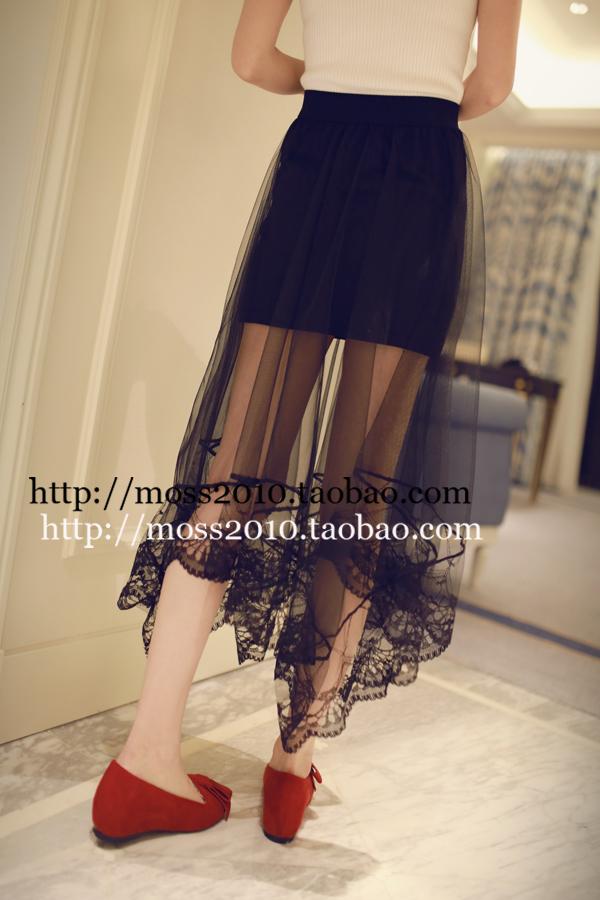 กระโปรงยาวสุดเก๋ แต่งผ้าตาข่ายลูกไม้ด้านนอก ด้านในเป็นกระโปรสั้น สีดำ เก๋มากๆค่ะ พร้อมส่งเลยจ้า black