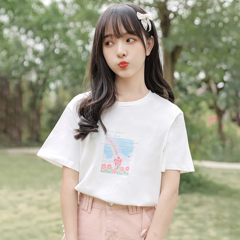 เสื้อผ้าวัยรุ่นเกาหลี เสื้อยืดวัยรุ่นผู้หญิง มีขนาด S M L XL