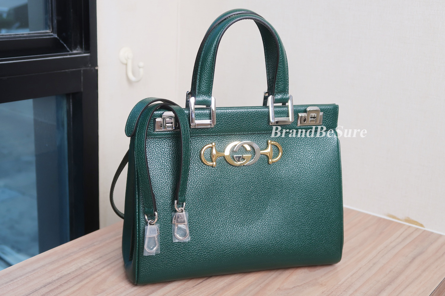 Gucci Green Grain Calfskin Zumi Top Handle Bag