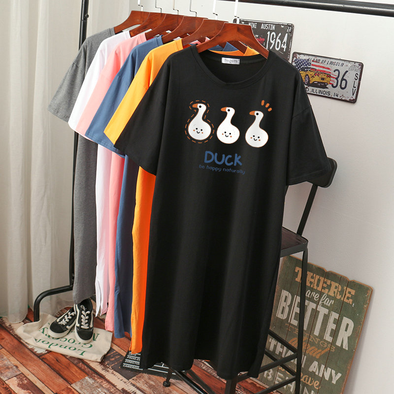 เดรสสไตล์เสื้อยืด S-3XL(อกเสื้อยืด 43- 51 นิ้ว)ใส่สบายๆอยู่บ้าน ใส่นอน