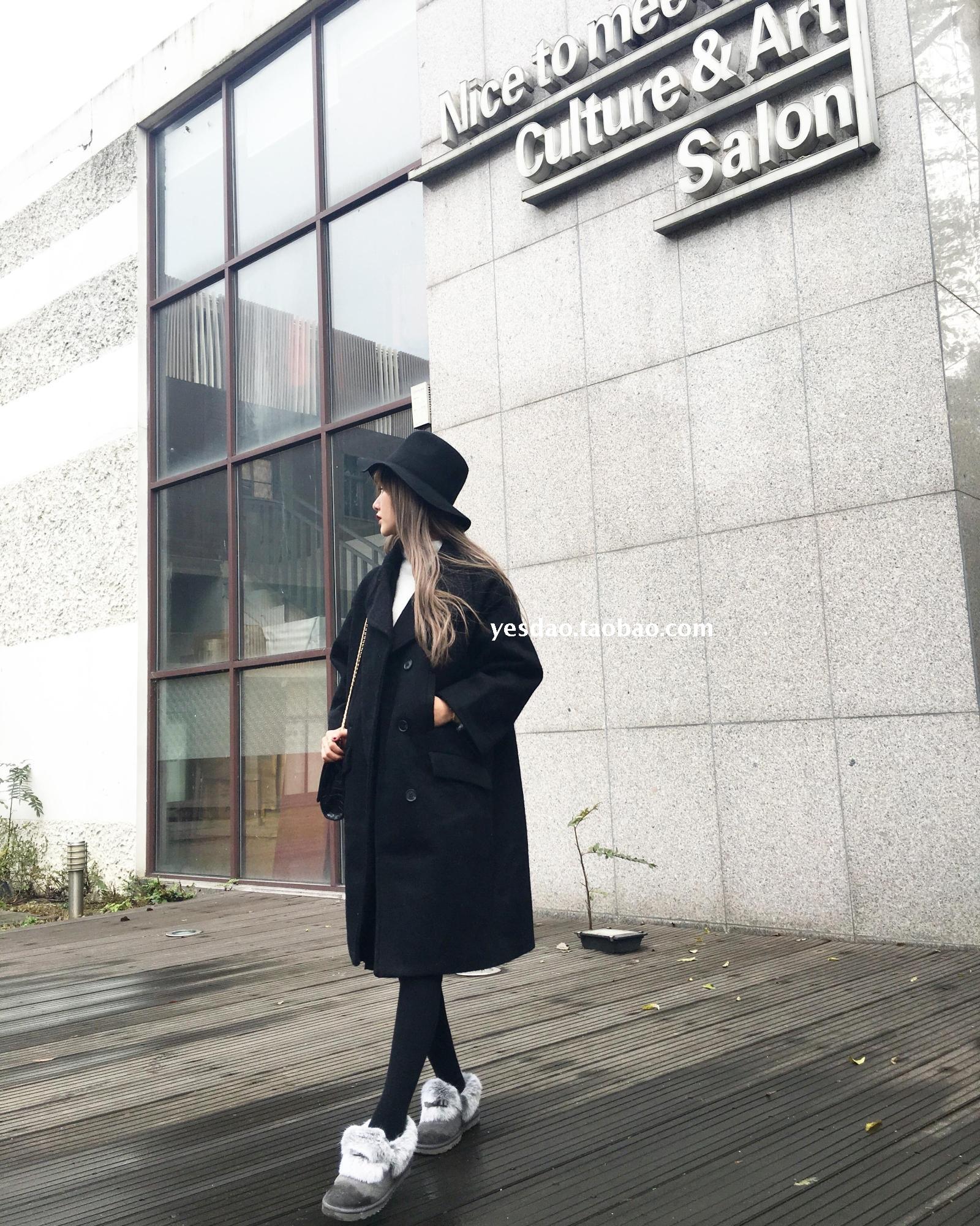 เสื้อโค้ทกันหนาว ทรงยาวโคล่ง แต่งกระเป๋า 4 จุด (กระเป๋าจริง) ผ้าวูลเนื้อละเอียด บุซับในกันลม งานดีค่าา พร้อมส่ง สีดำ