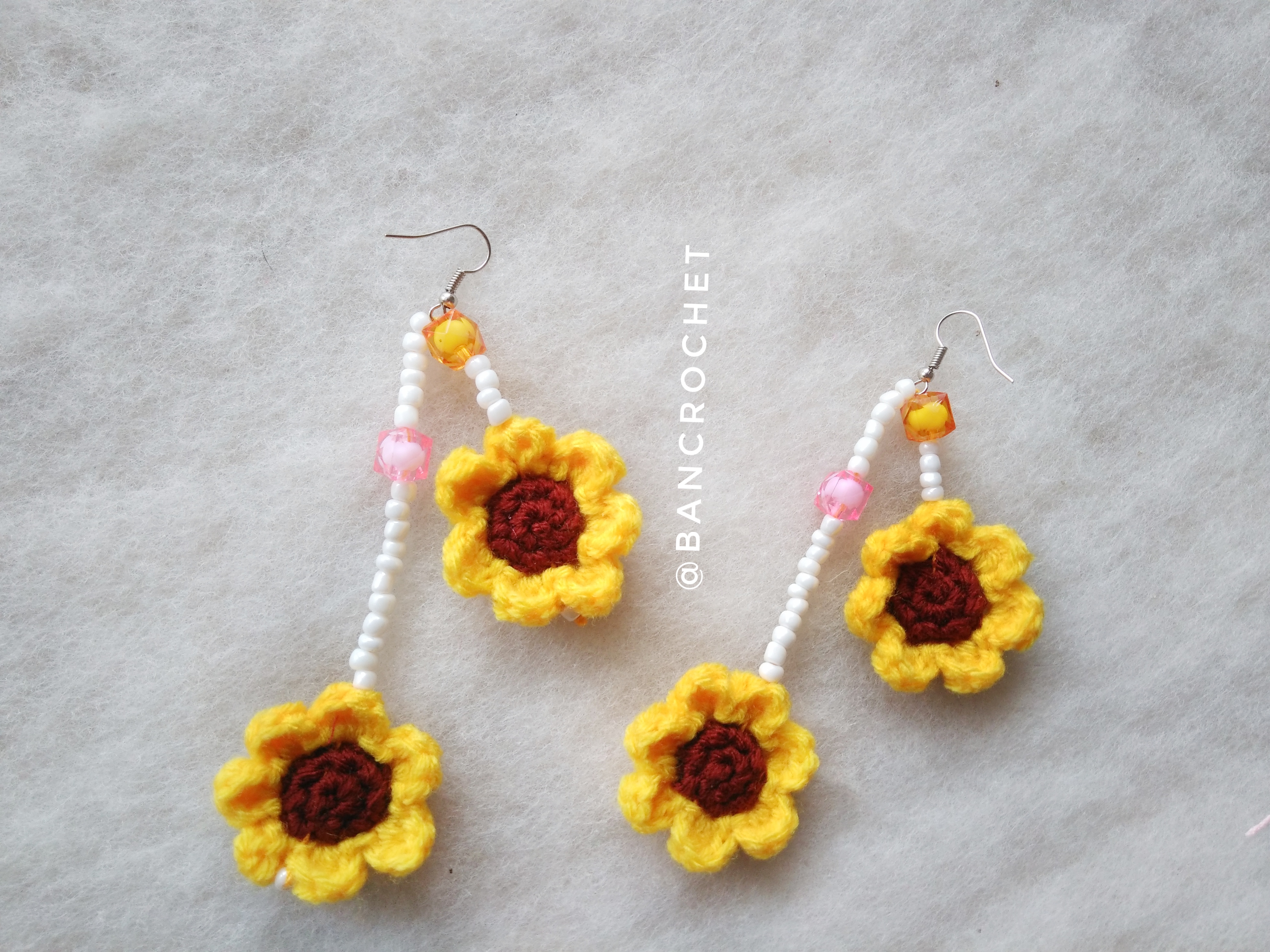ต่างหูถักโครเชต์ crochet earrings หลากสี 5 นิ้ว