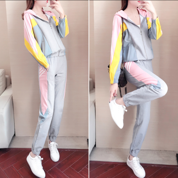 ชุดวอร์ม สูทเกาหลี Jumpsuit ชุดจั้มสูท ชุดเซท 2 ชิ้น ชุดกีฬาผู้หญิง ชุดออกกำลังกาย เสื้อกันหนาว ชุดวอร์มคู่