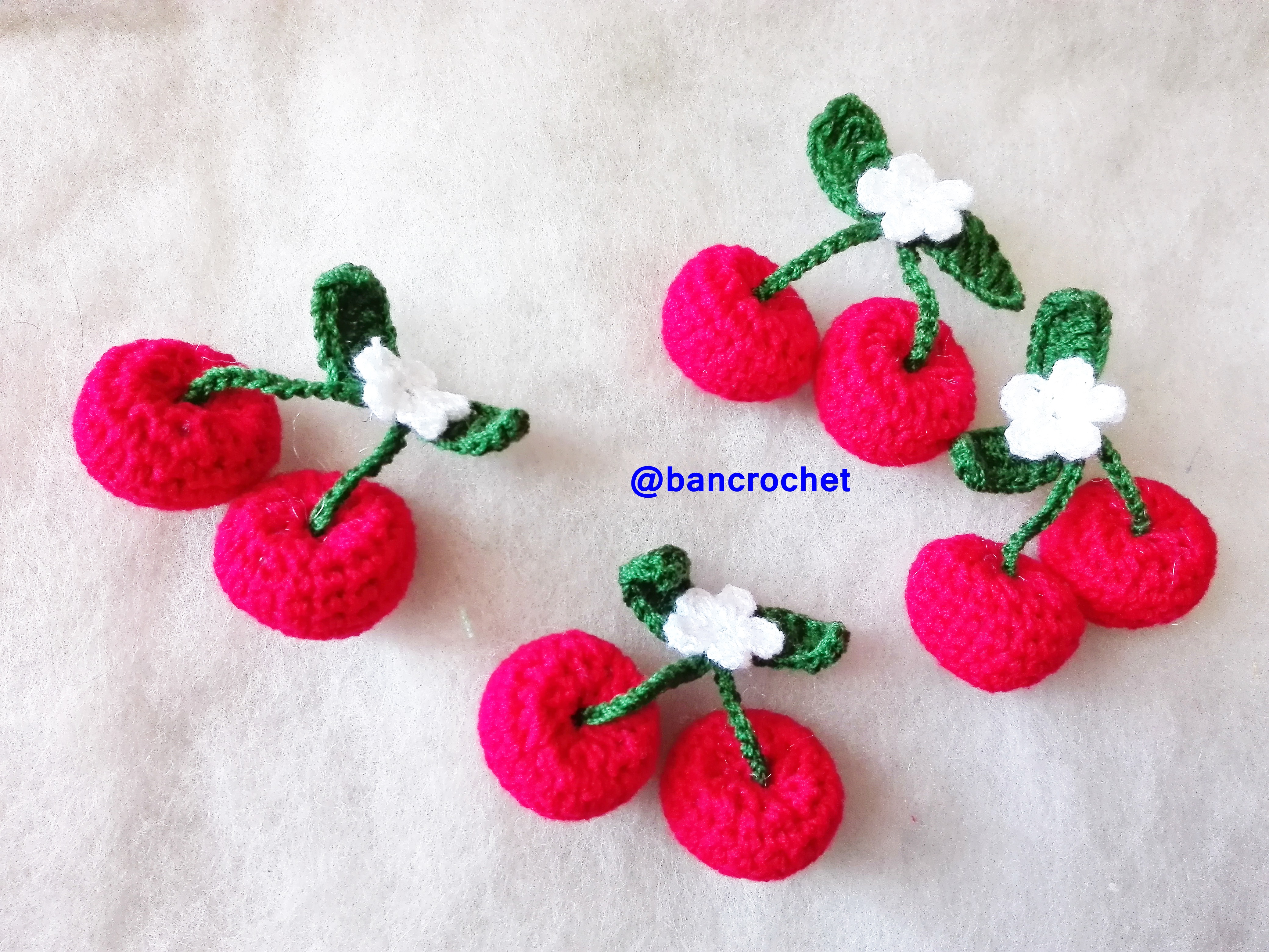 Bancrochet เชอรี่ถักโครเชต์ crochet cherry แดง 1.5 นิ้ว